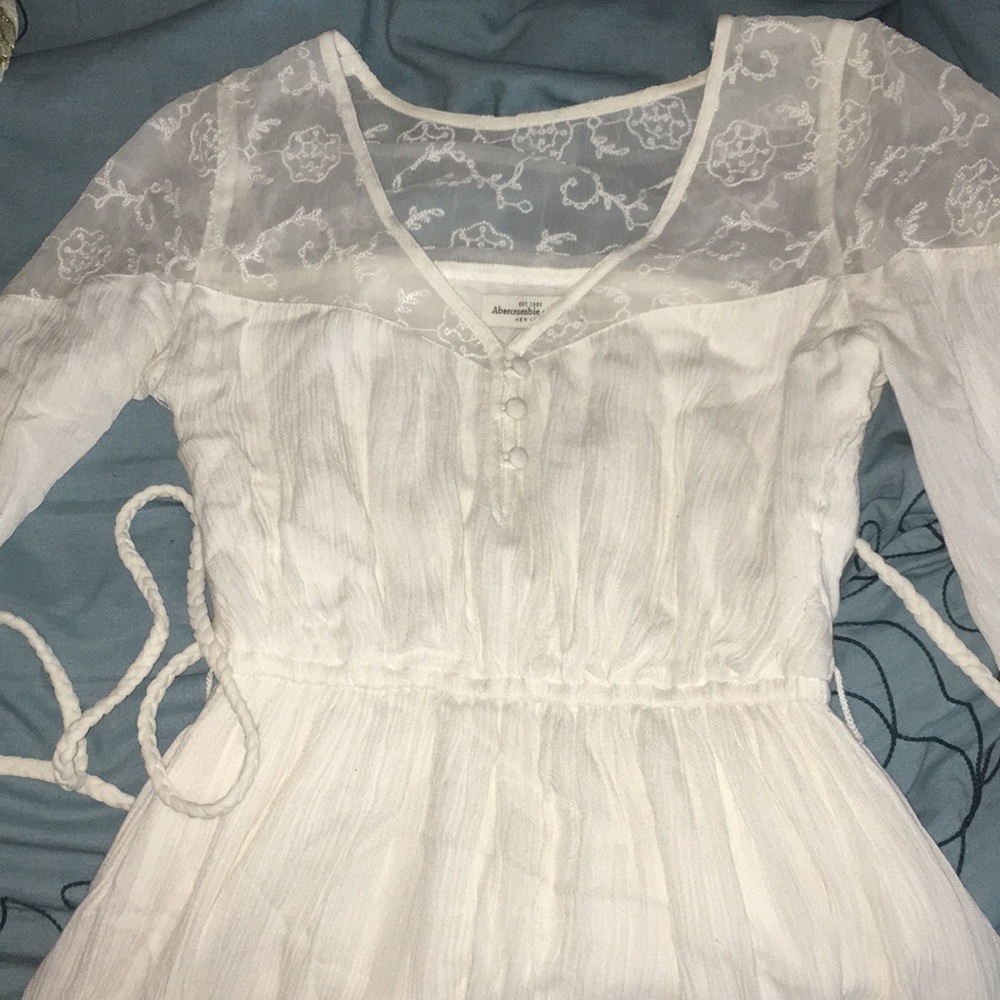 white party dress from Abercrombie.
